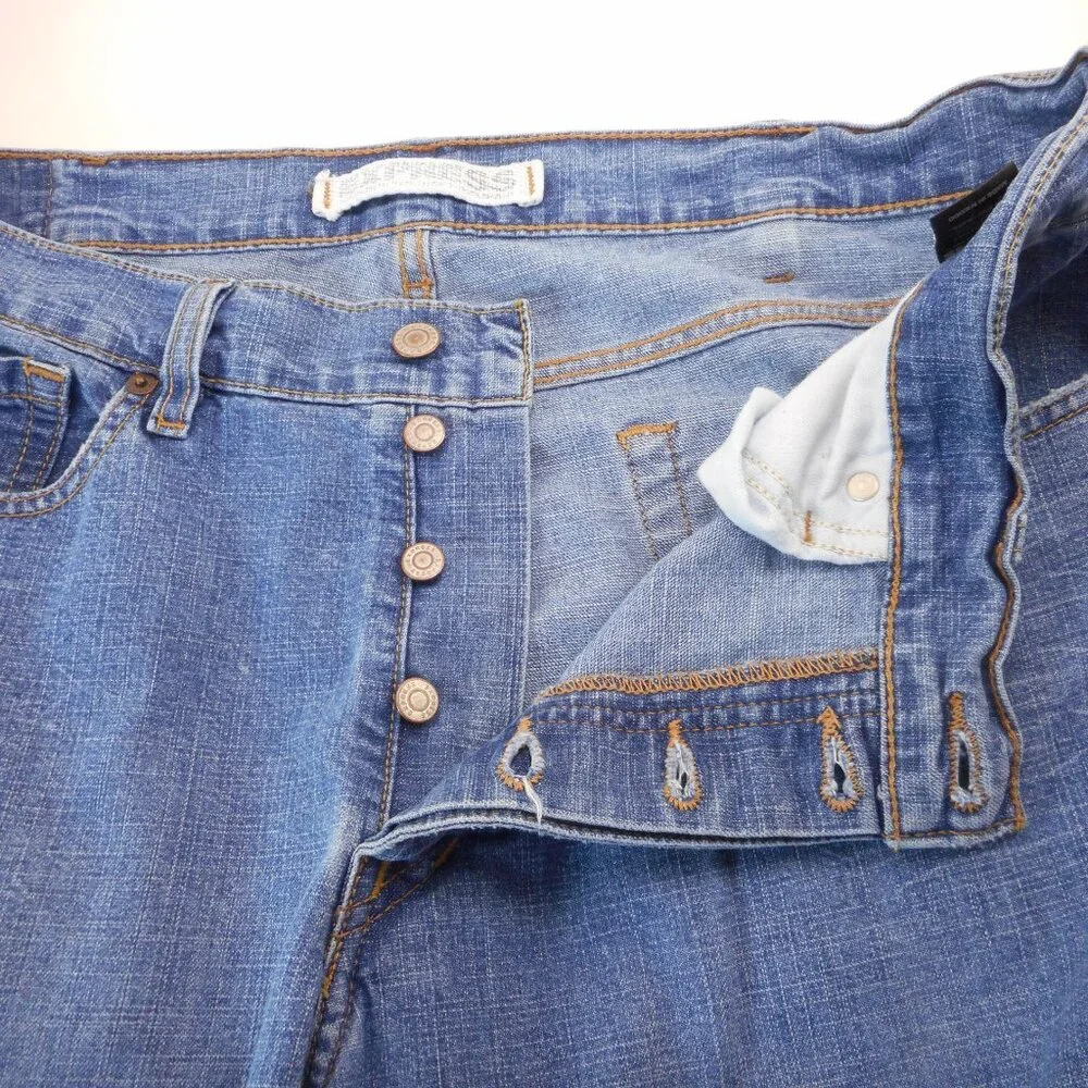 Express Men's size 38 x 32 [Actual 36x32] Denim Jeans Randigo Button Fly Blue